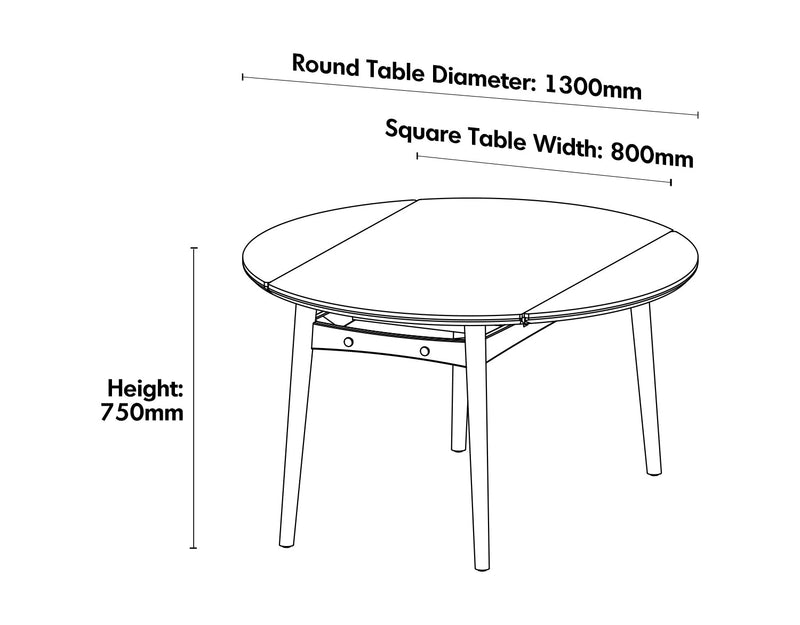 Vintage Sintered Stone Extendable Dining Table MINIMA Size Chart