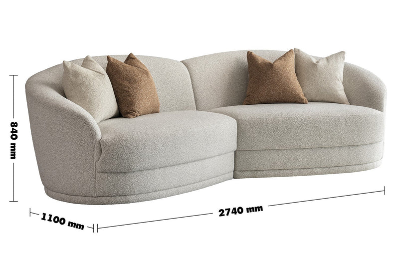 Modern Boucle Fabric Modular Sectional 4 Seater Sofa CURVA Size Chart