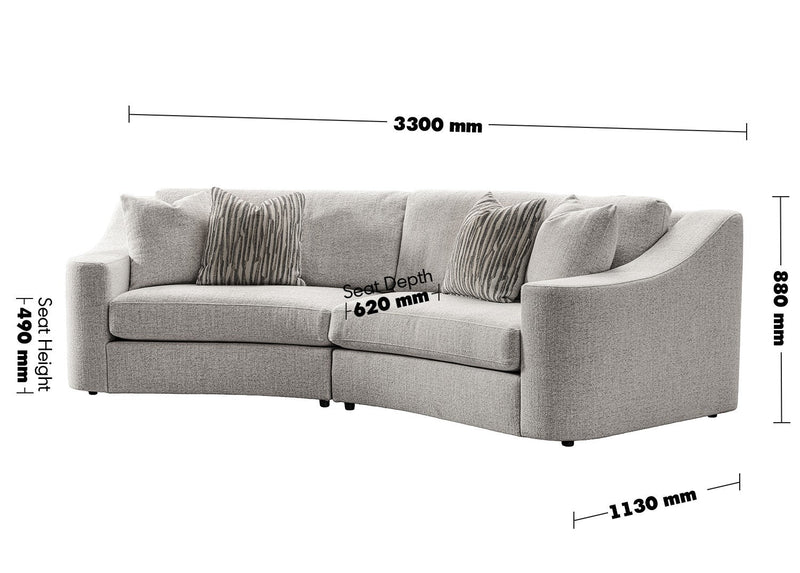 Modern Mixed Weave Fabric Modular Sectional Curve 4 Seater Sofa TERRA Size Chart