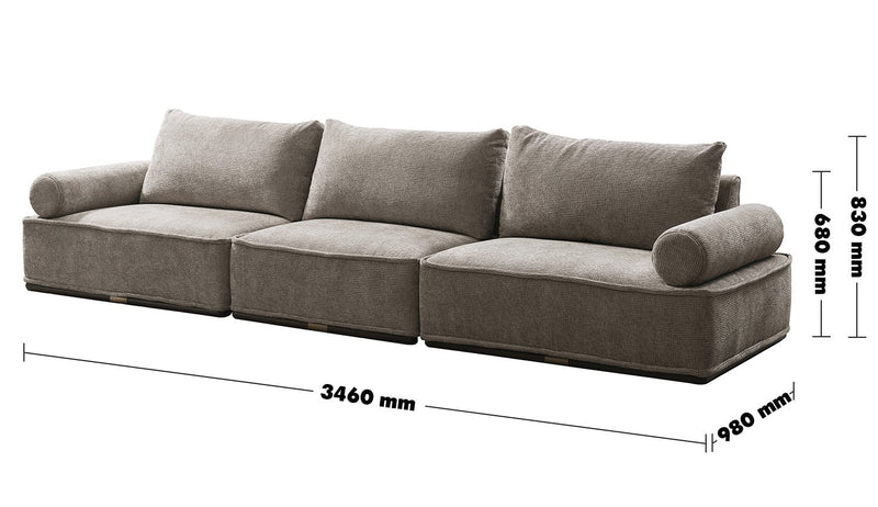 Modern Corduroy Velvet Fabric Sectional 5 Seater Sofa CORDY Size Chart