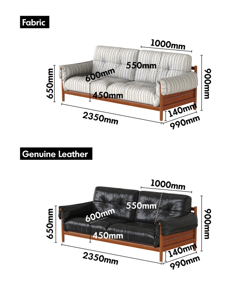 Bauhaus Chenille Velvet Fabric Boxwood 3 Seater Sofa OPEN BACKED Size Chart