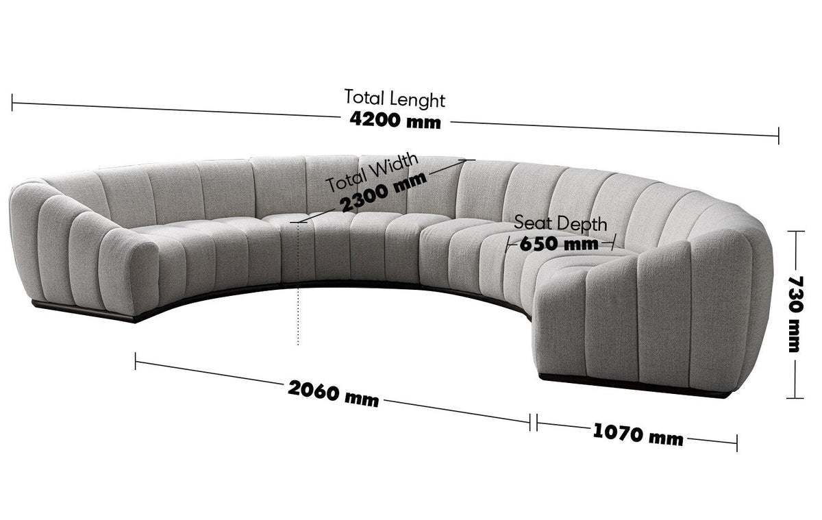 Modern Mixed Weave Fabric Modular Sectional 9 Seater Sofa BENTO Size Chart