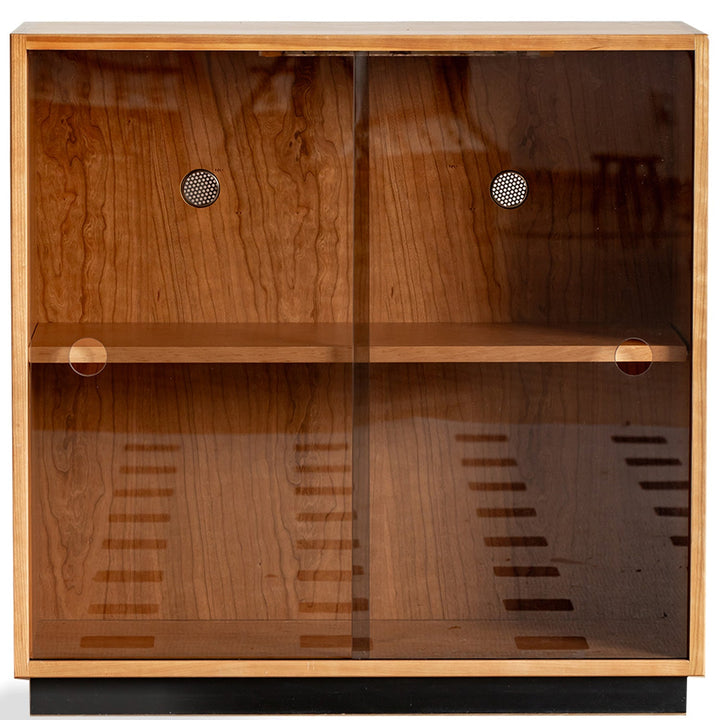 Bauhaus cherry wood modular cabinet time in still life.