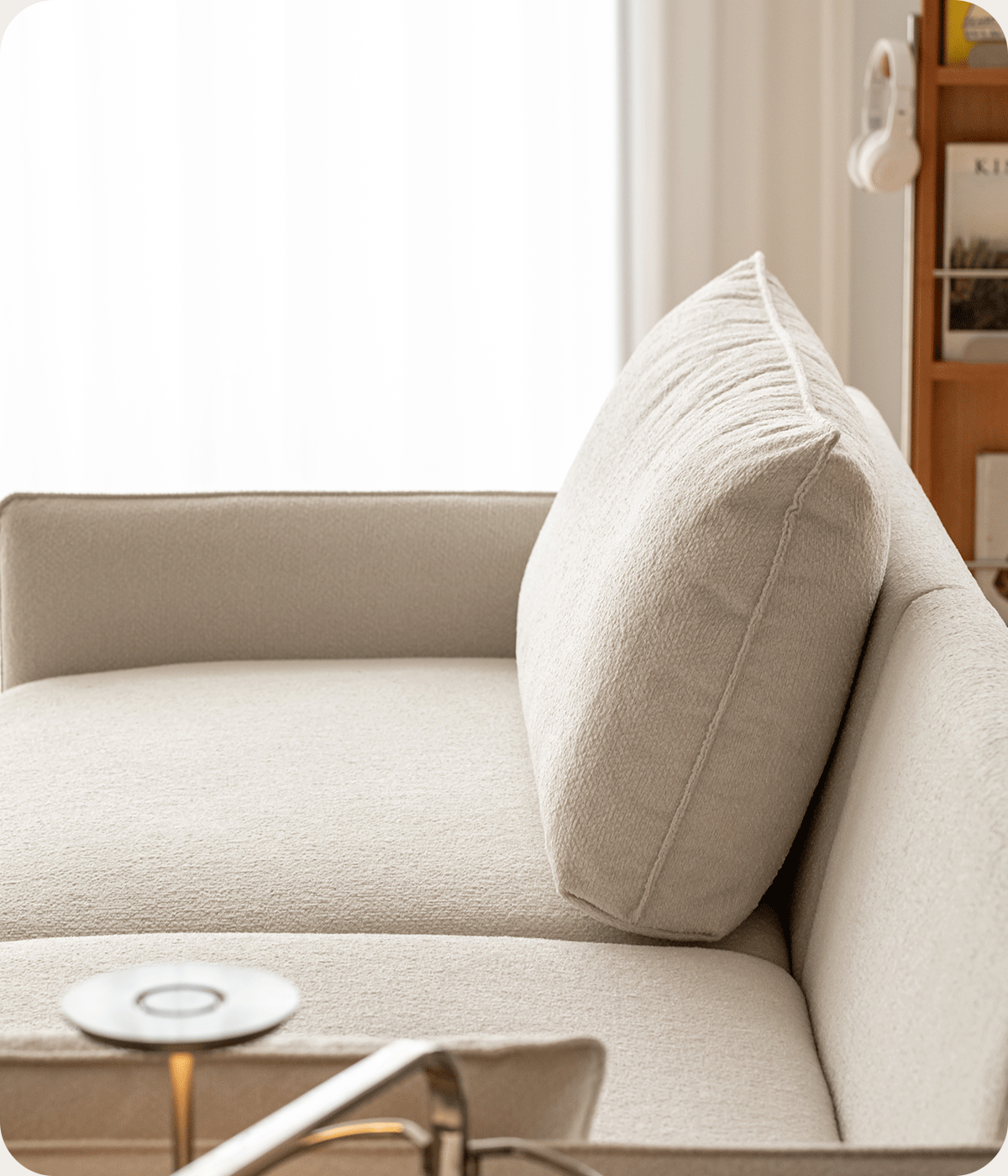 Scandinavian Boucle Fabric Pine Wood Storage 3 Seater Sofa KANGAROO More Details and Instruction_10