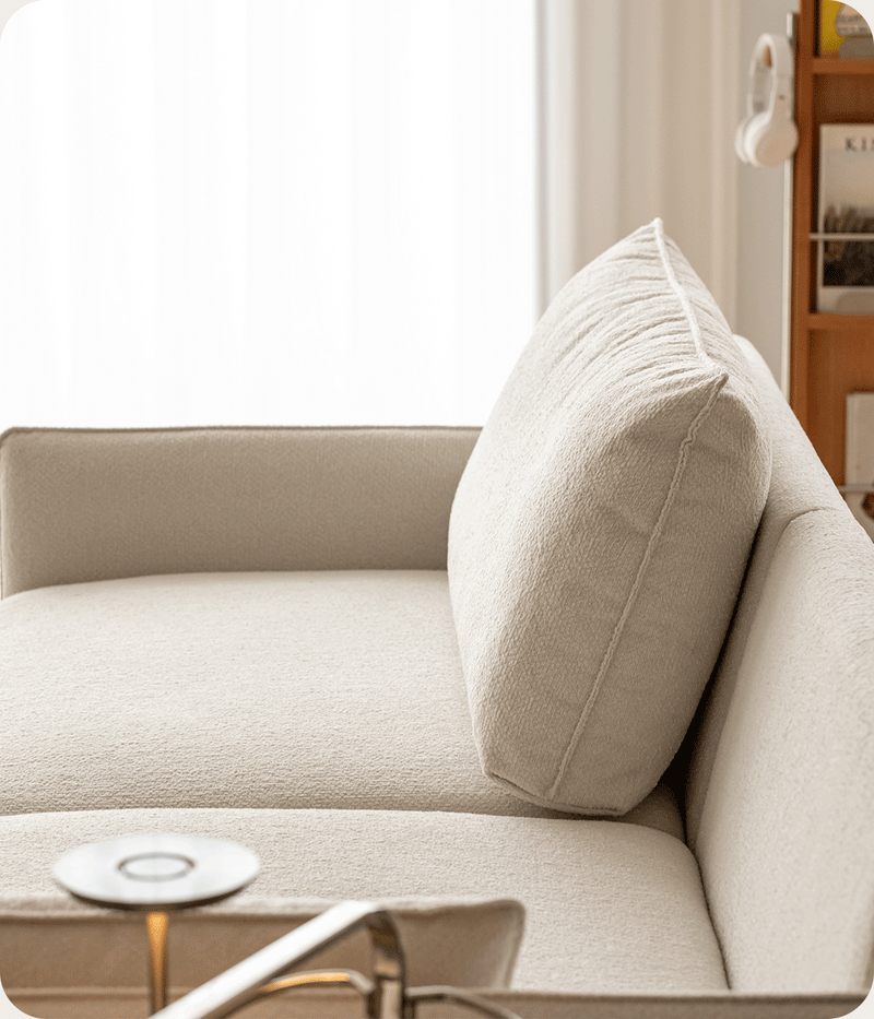 Scandinavian Boucle Fabric Pine Wood Storage 3 Seater Sofa KANGAROO More Details and Instruction_10