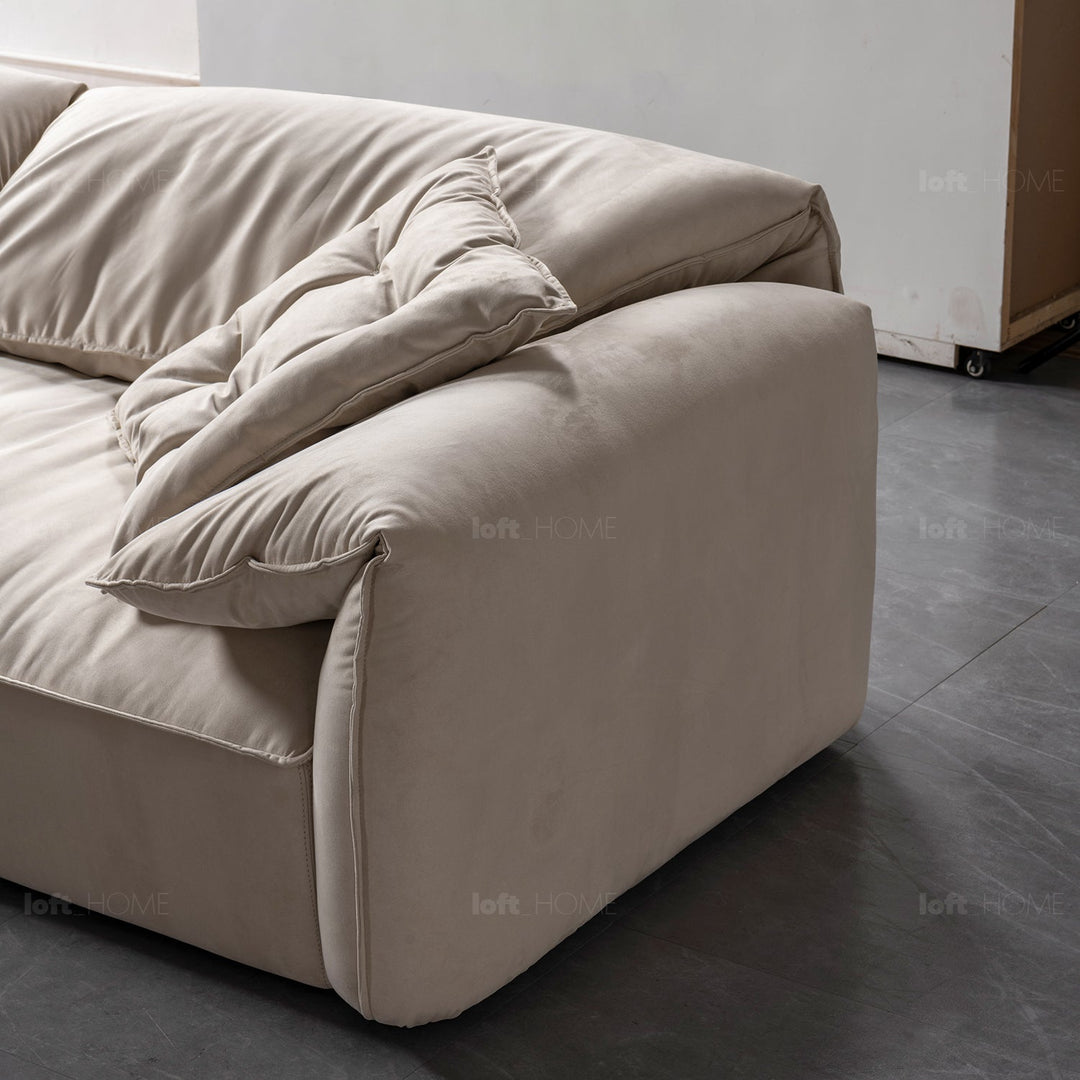 Contemporary suede fabric 3 seater sofa casablanca in still life.