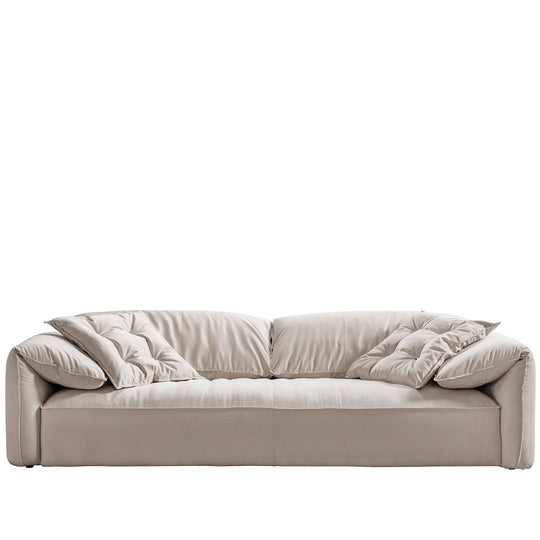 Bauhaus suede fabric 3 seater sofa casablanca in white background.