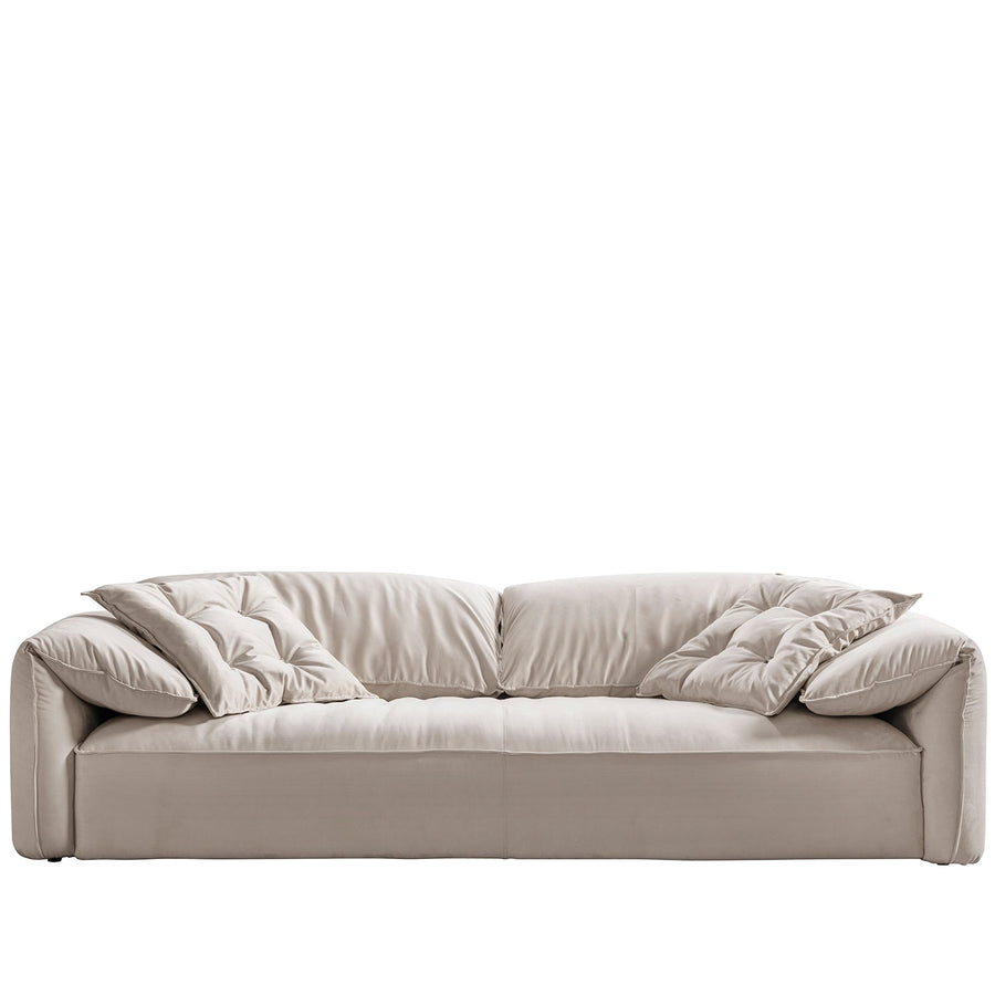 Contemporary suede fabric 3 seater sofa casablanca in white background.