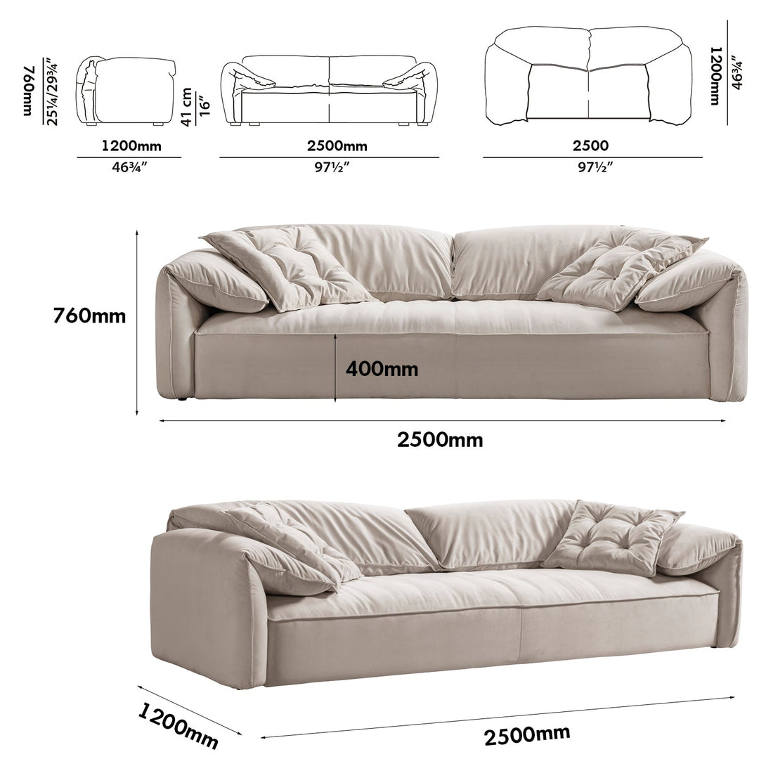 Contemporary Suede Fabric 3 Seater Sofa CASABLANCA