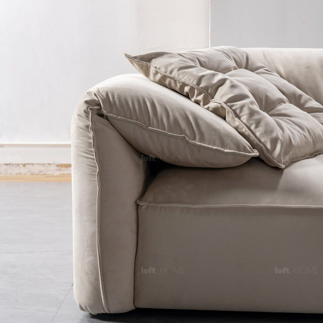 Contemporary suede fabric 3 seater sofa casablanca in details.