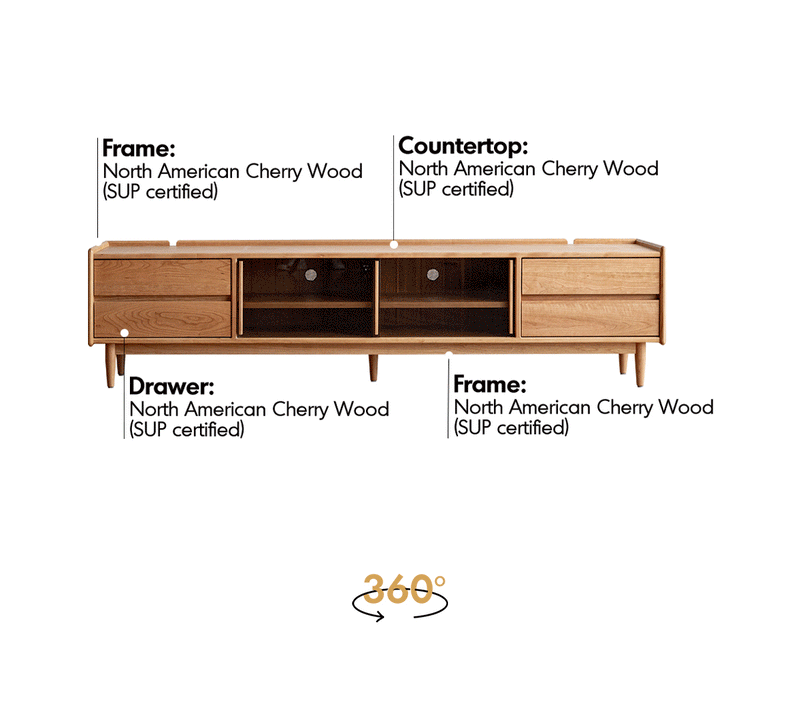 Scandinavian Cherry Wood TV Console VISTA More Details and Instruction_2
