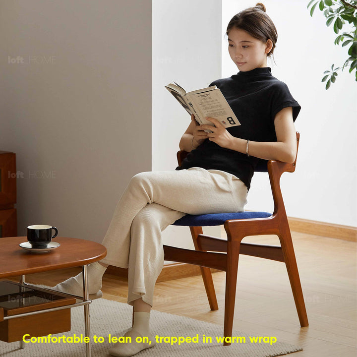 Vintage Beech Wood Chenille Velvet Fabric Dining Chair ZETA