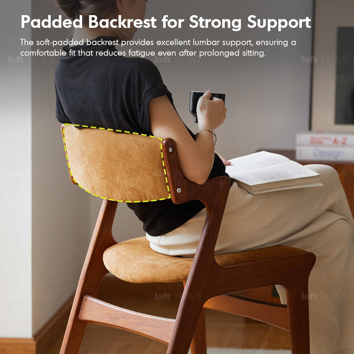 Vintage Beech Wood Chenille Velvet Fabric Dining Chair ZETA