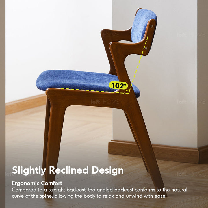 Vintage Beech Wood Chenille Velvet Fabric Dining Chair ZETA