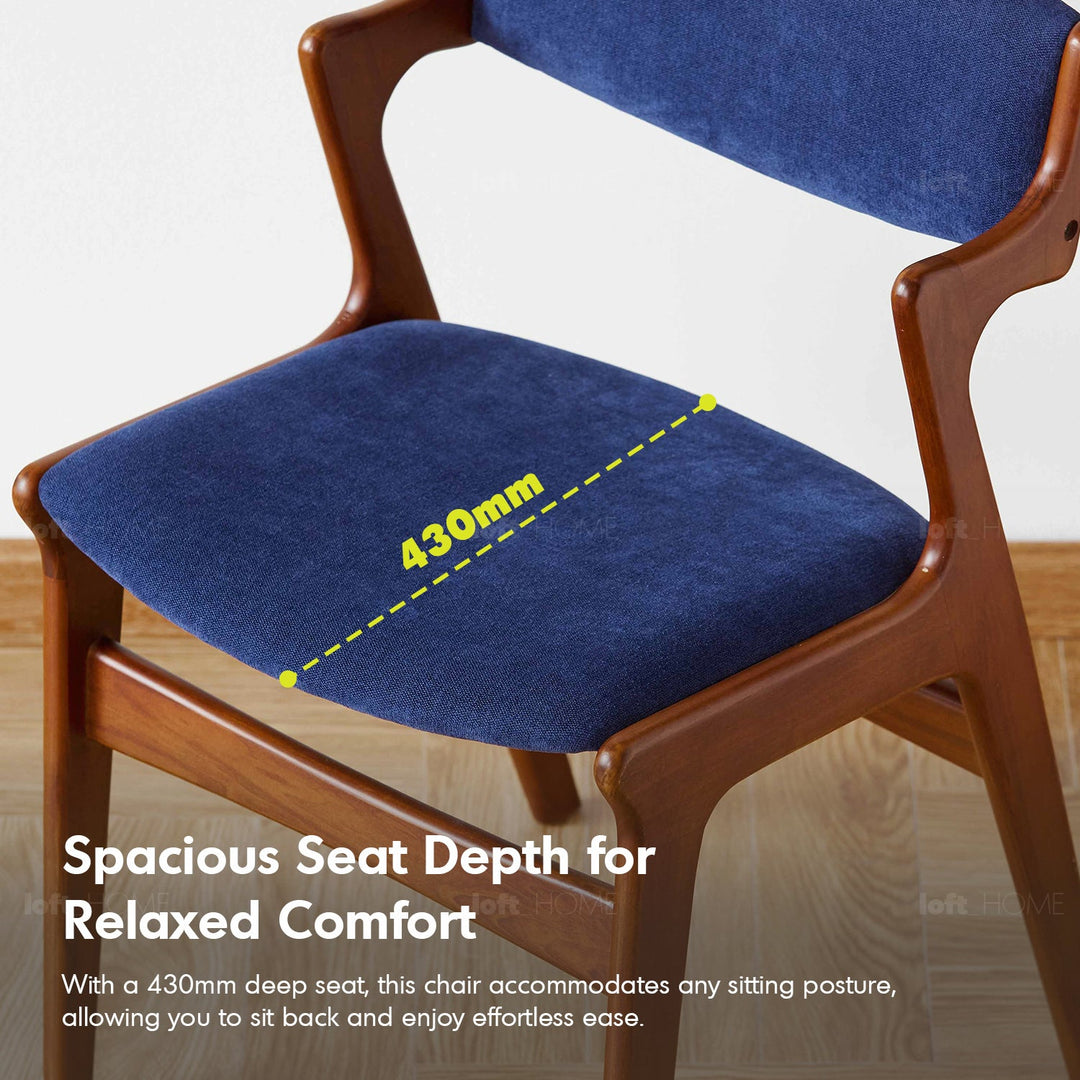 Vintage Beech Wood Chenille Velvet Fabric Dining Chair ZETA