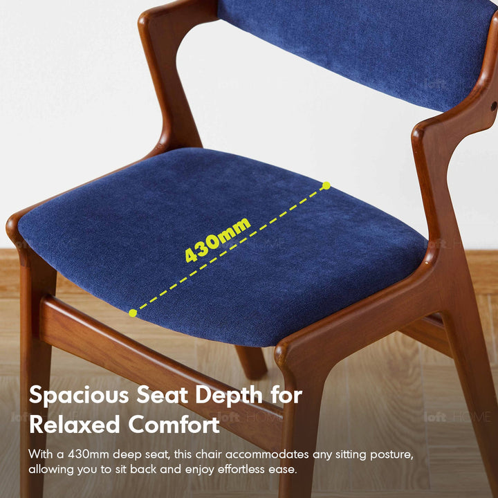 Vintage Beech Wood Chenille Velvet Fabric Dining Chair ZETA