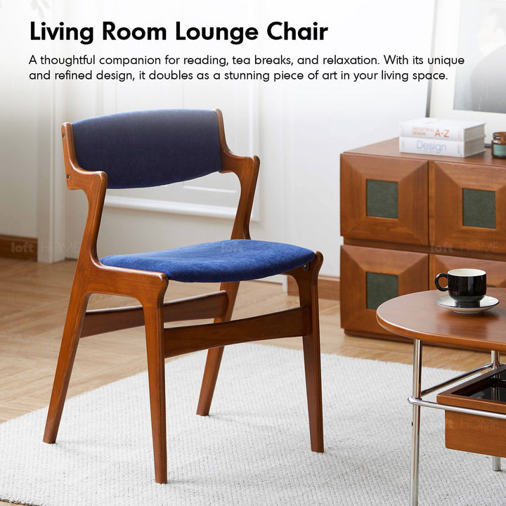 Vintage Beech Wood Chenille Velvet Fabric Dining Chair ZETA