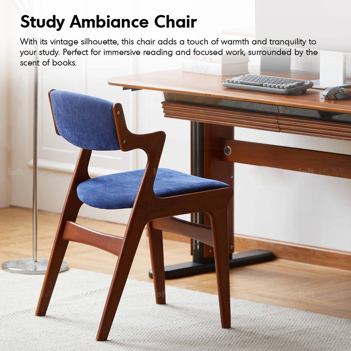 Vintage Beech Wood Chenille Velvet Fabric Dining Chair ZETA