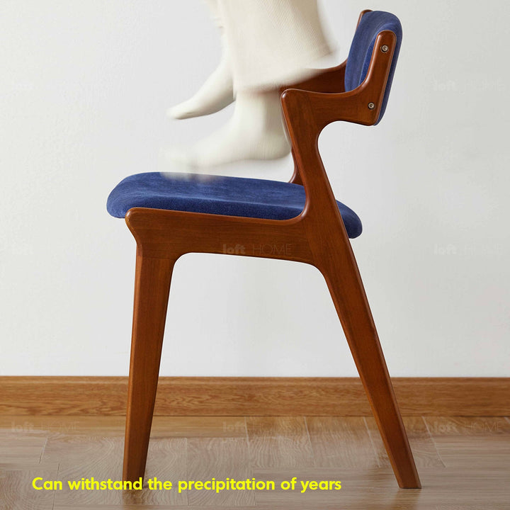 Vintage Beech Wood Chenille Velvet Fabric Dining Chair ZETA