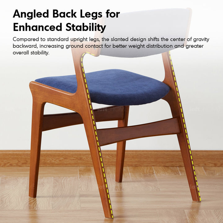 Vintage beech wood chenille velvet fabric dining chair zeta detail 11.