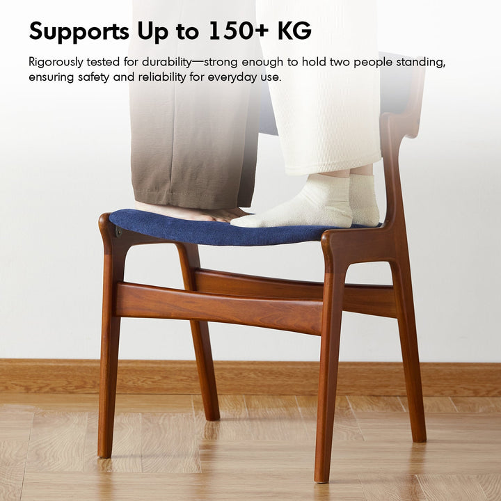 Bauhaus beech wood chenille velvet fabric dining chair zeta detail 13.
