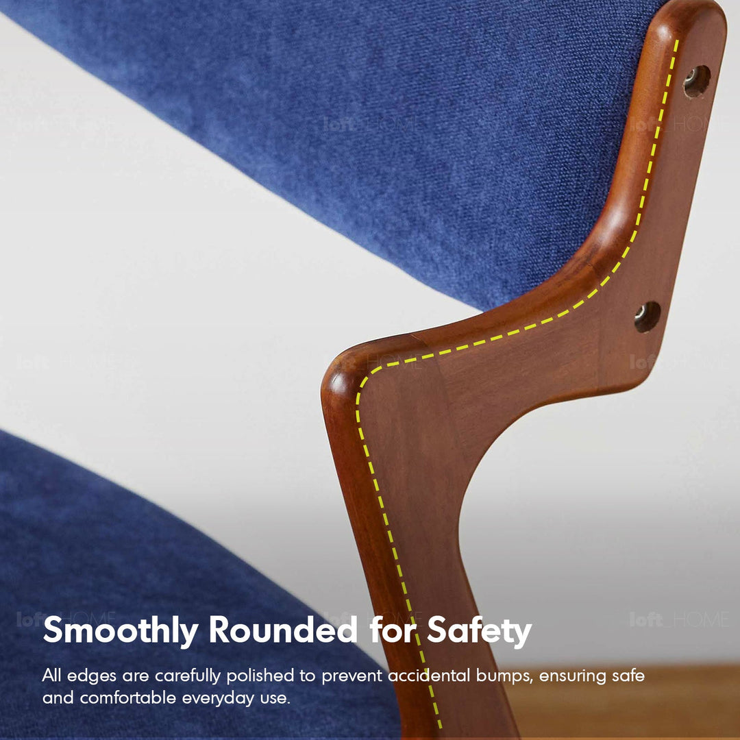 Vintage Beech Wood Chenille Velvet Fabric Dining Chair ZETA