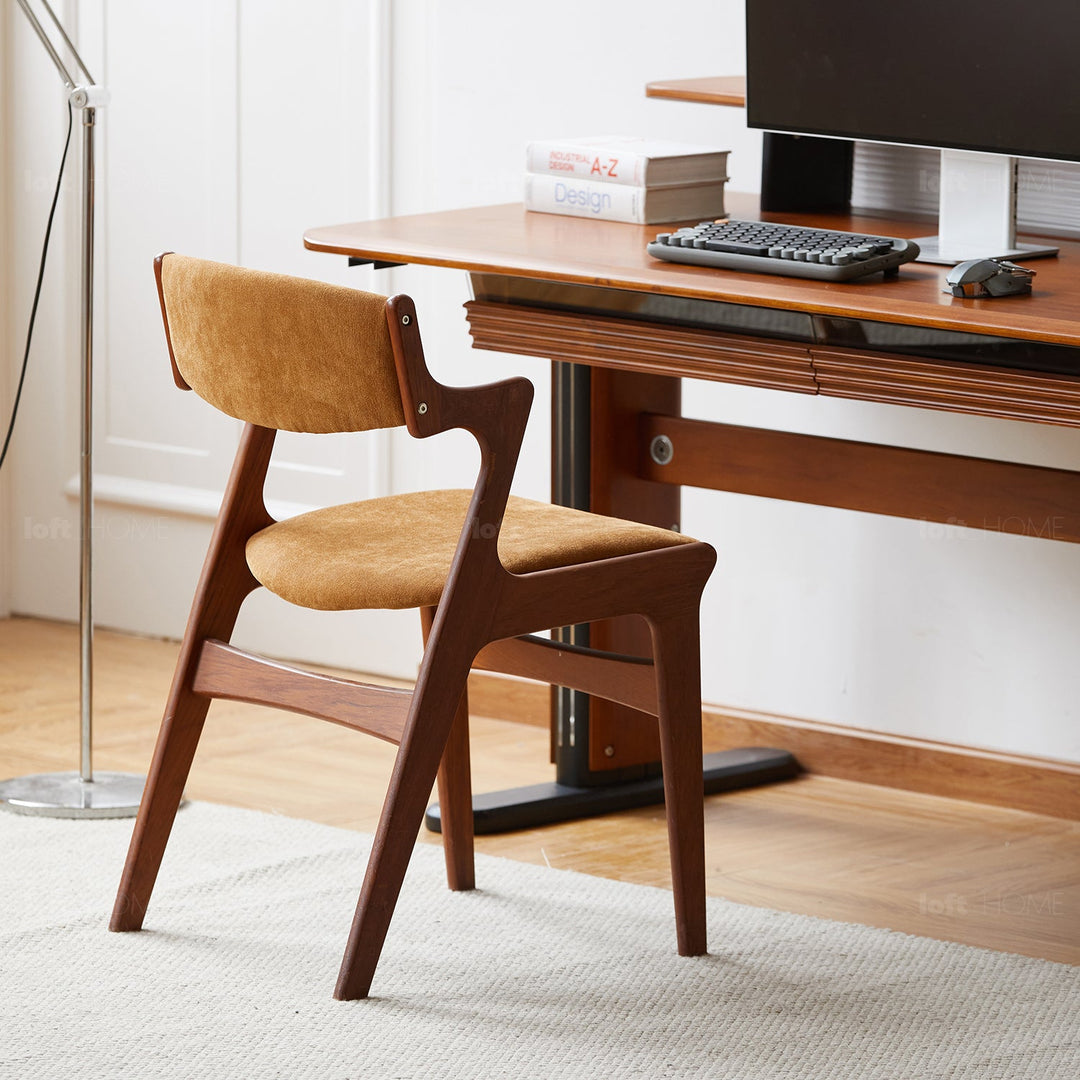 Bauhaus beech wood chenille velvet fabric dining chair zeta detail 18.