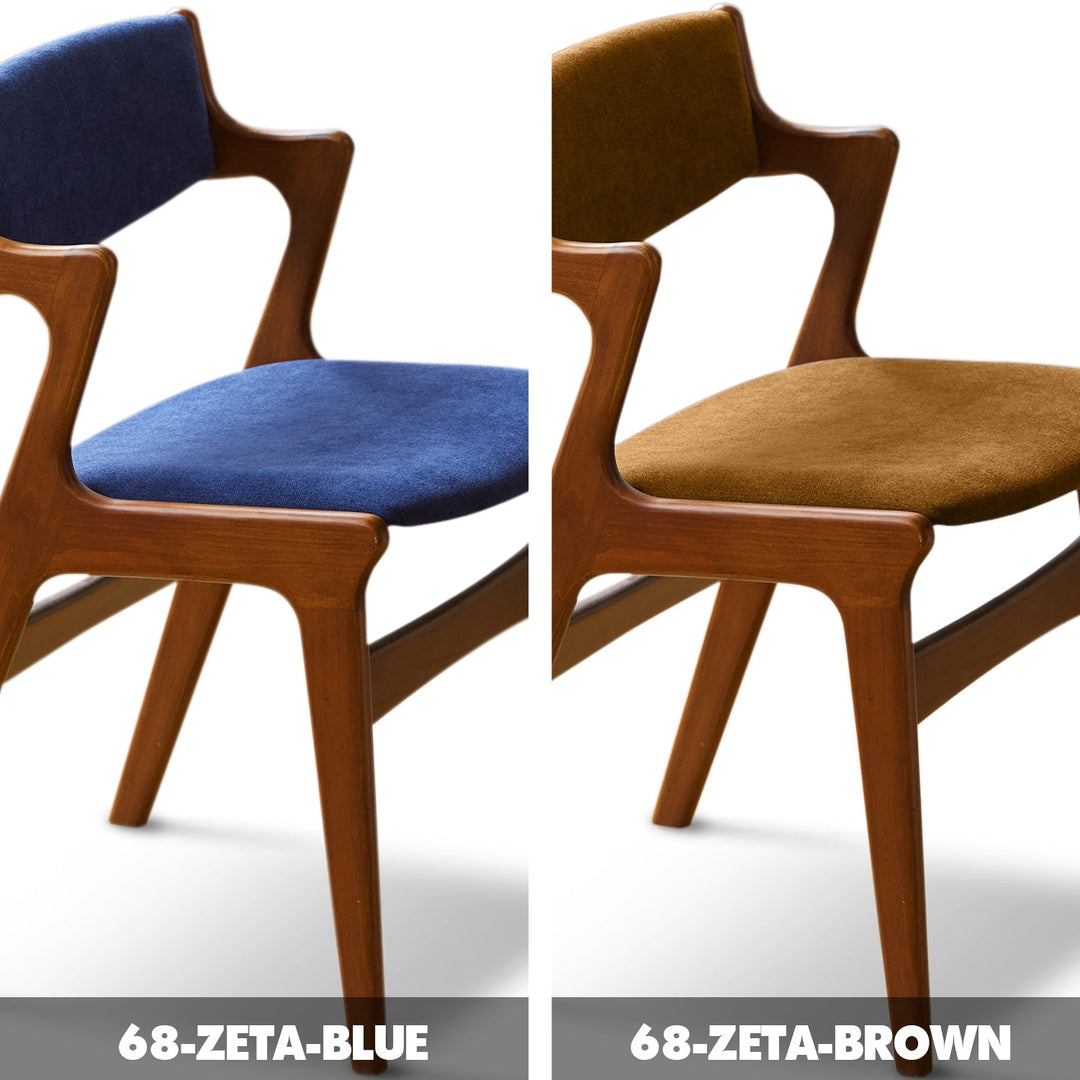 Vintage Beech Wood Chenille Velvet Fabric Dining Chair ZETA