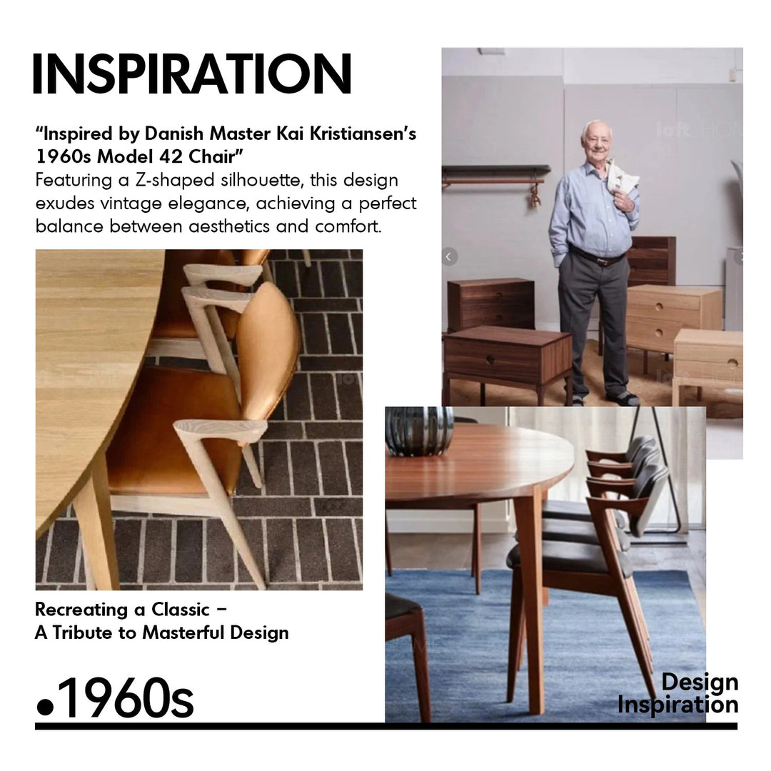 Vintage Beech Wood Chenille Velvet Fabric Dining Chair ZETA