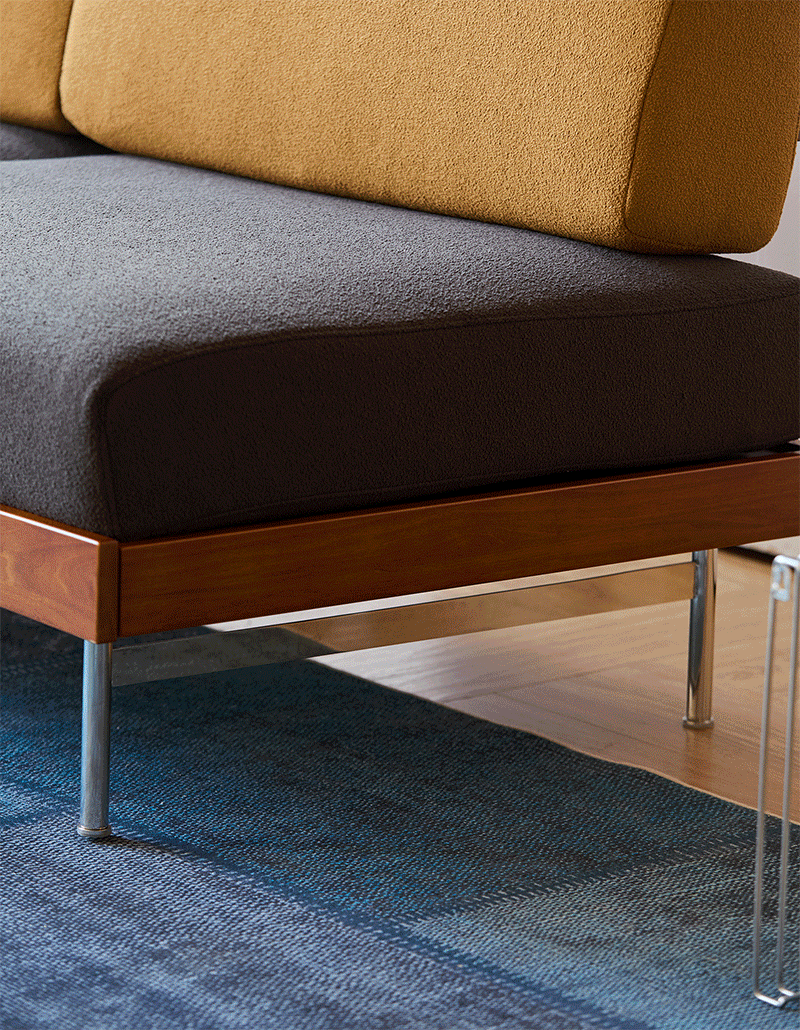 Bauhaus boucle fabric 3 seater sofa mies color swatches.