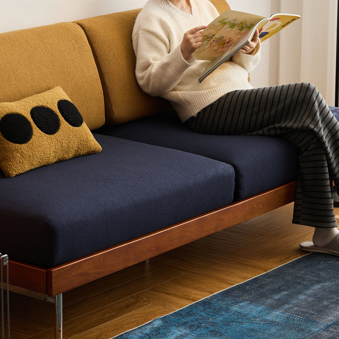 Bauhaus boucle fabric 3 seater sofa mies conceptual design.