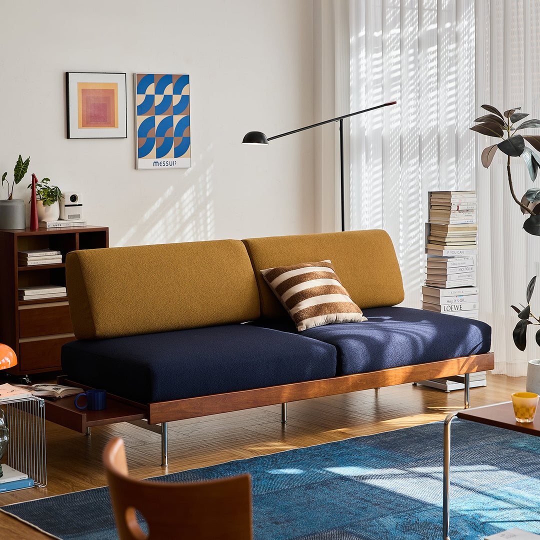 Bauhaus boucle fabric 3 seater sofa mies primary product view.