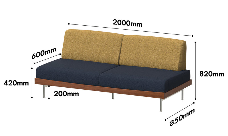 Bauhaus Boucle Fabric 3 Seater Sofa MIES Size Chart