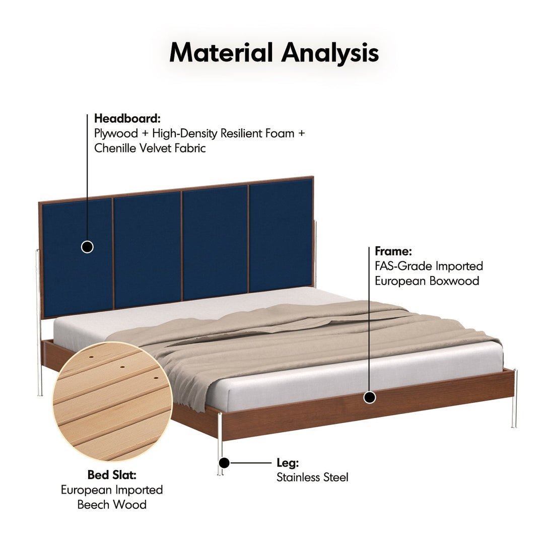 Vintage Boxwood Chenille Velvet Fabric Bed LIANNE