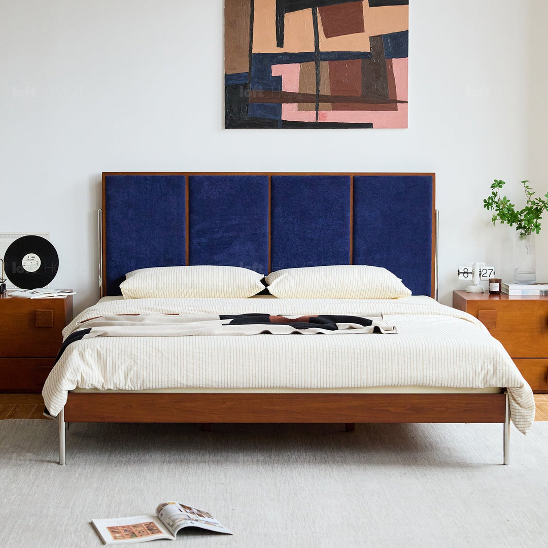 Vintage Boxwood Chenille Velvet Fabric Bed LIANNE