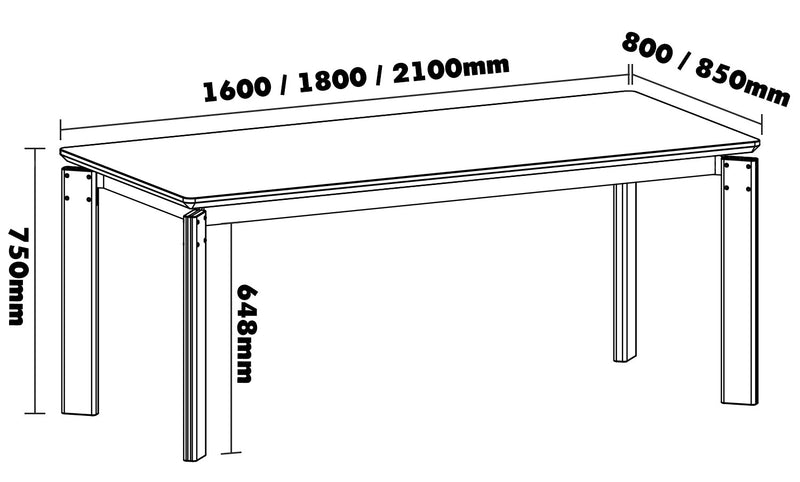 Vintage Boxwood Dining Table ESSAN Size Chart