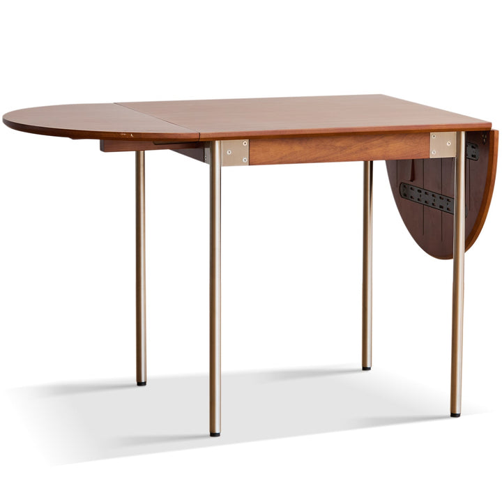 Bauhaus boxwood extendable oval dining table season in white background.