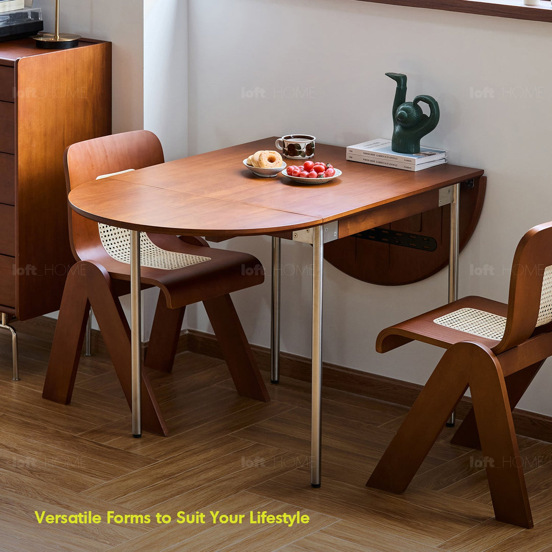 Bauhaus boxwood extendable oval dining table season in real life style.