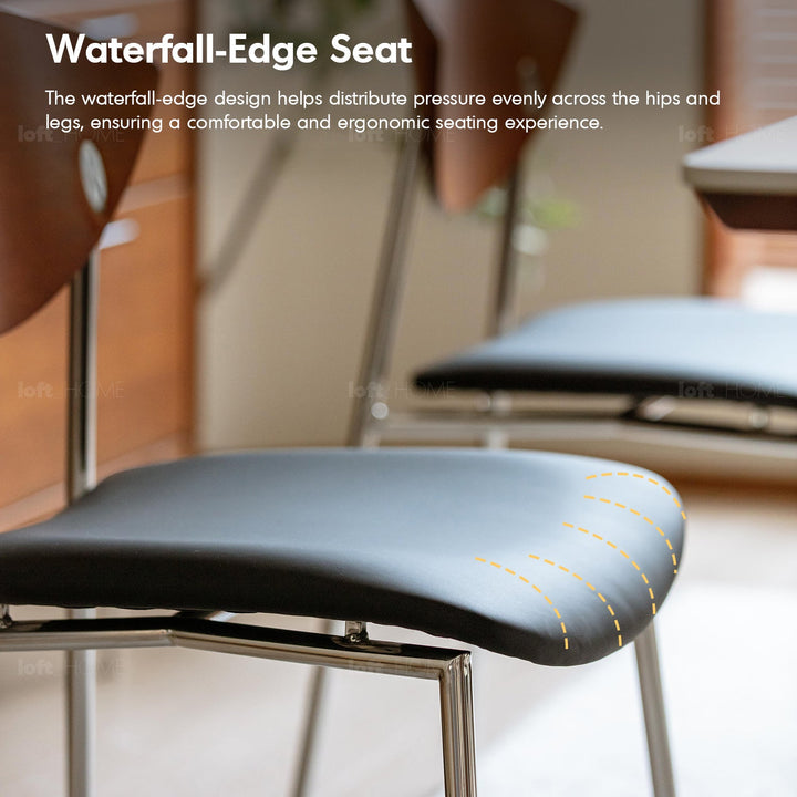 Vintage boxwood microfiber leather dining chair bird in panoramic view.