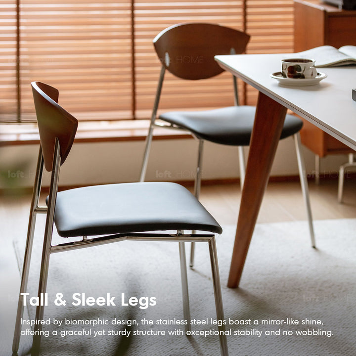 Vintage boxwood microfiber leather dining chair bird layered structure.