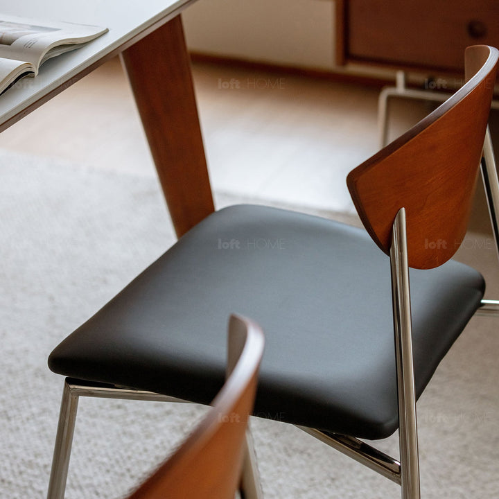 Bauhaus boxwood microfiber leather dining chair bird detail 10.
