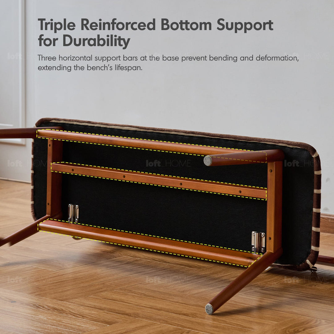 Bauhaus boxwood mix weave fabric cushion dining bench truffle detail 1.