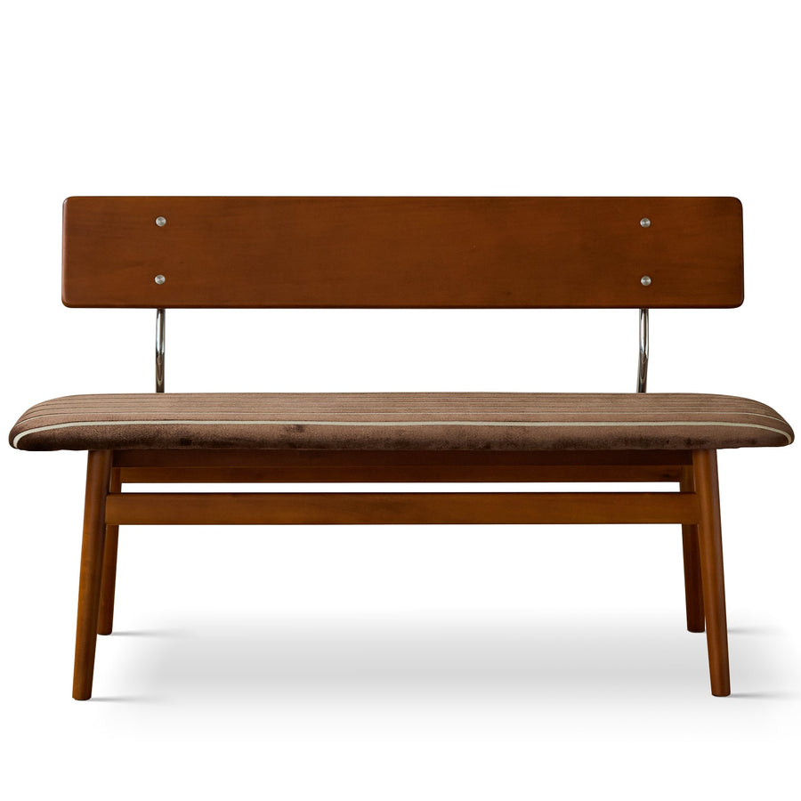 Vintage Boxwood Mix Weave Fabric Cushion Dining Bench TRUFFLE