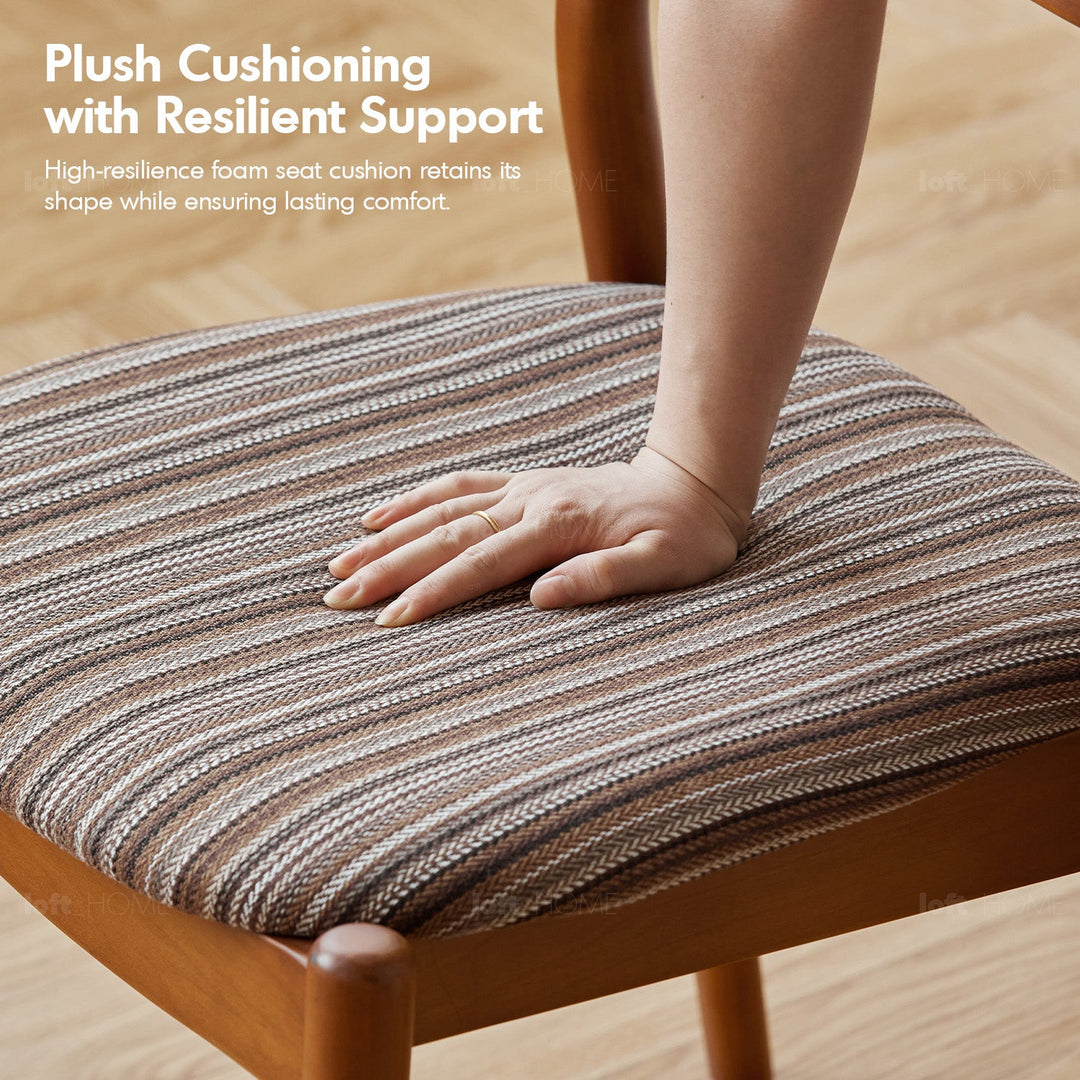 Bauhaus boxwood mix weave fabric cushion stackable dining chair truffle layered structure.