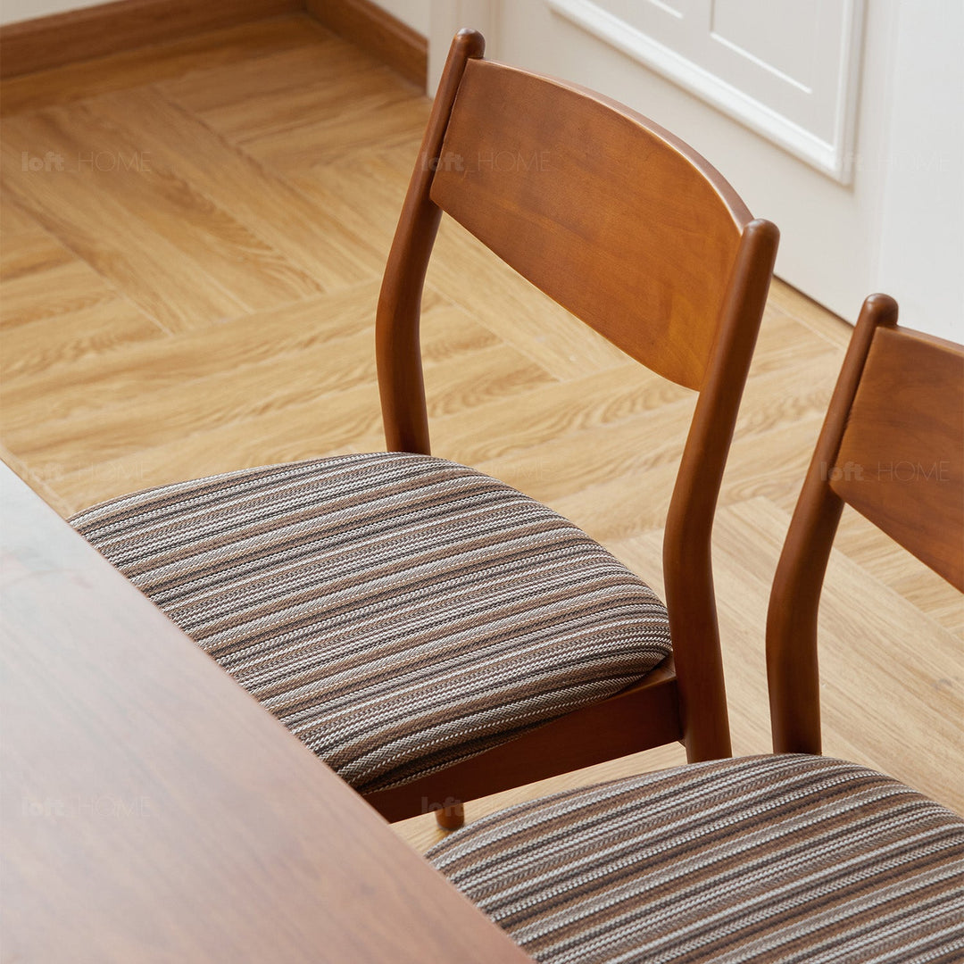 Bauhaus boxwood mix weave fabric cushion stackable dining chair truffle detail 6.