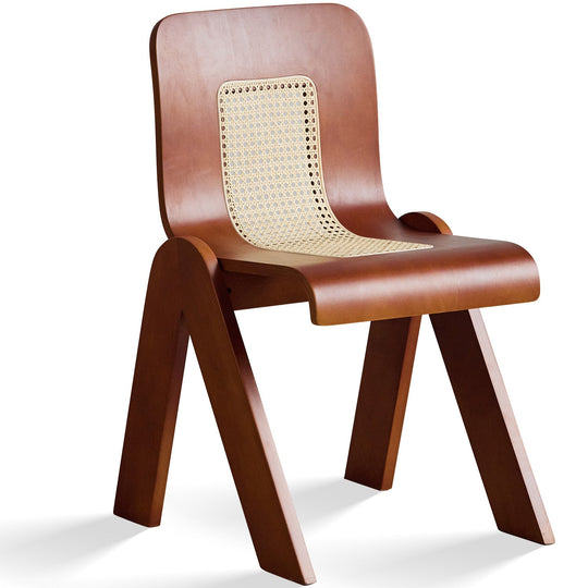 Bauhaus boxwood rattan dining chair fanko in white background.