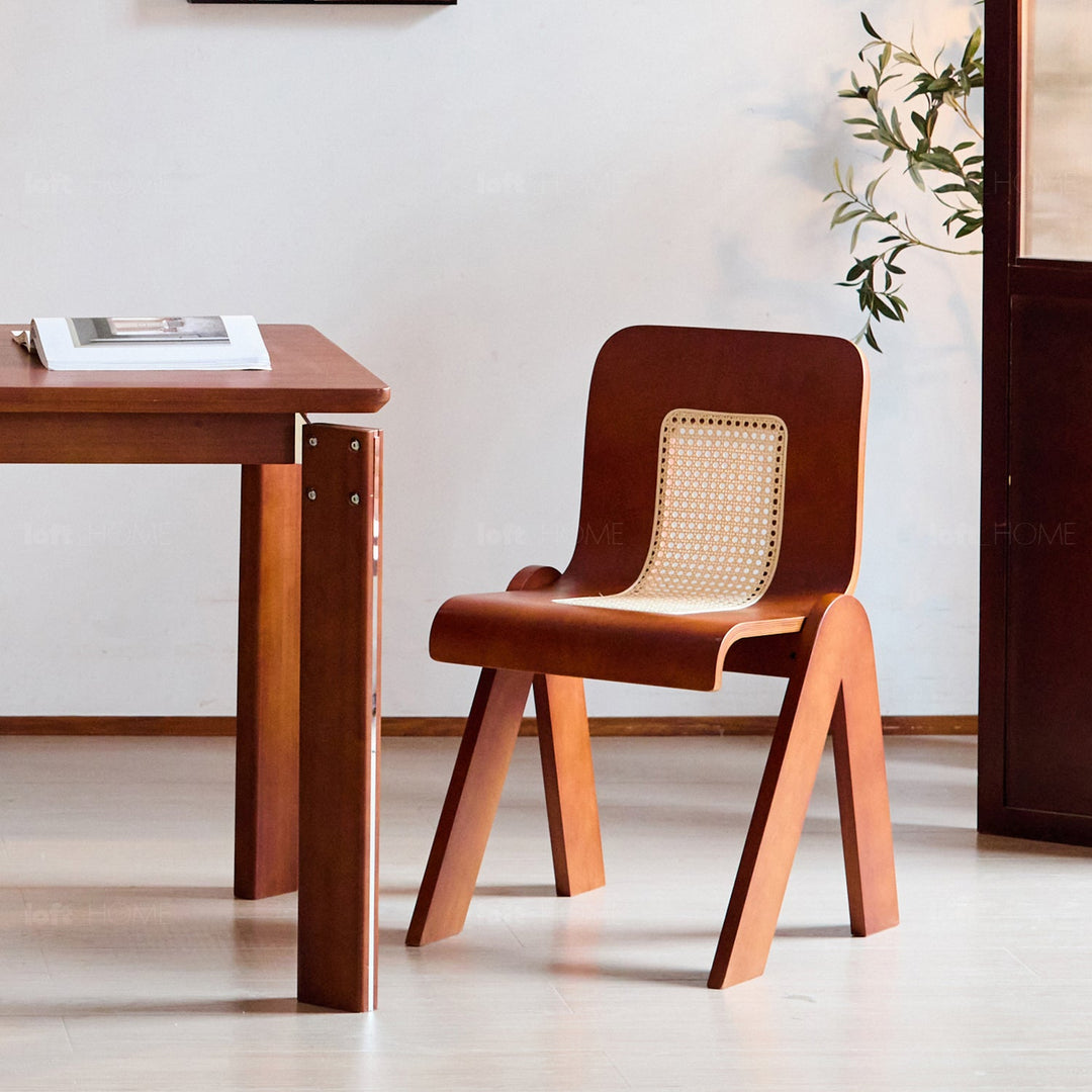 Vintage boxwood rattan dining chair fanko detail 11.