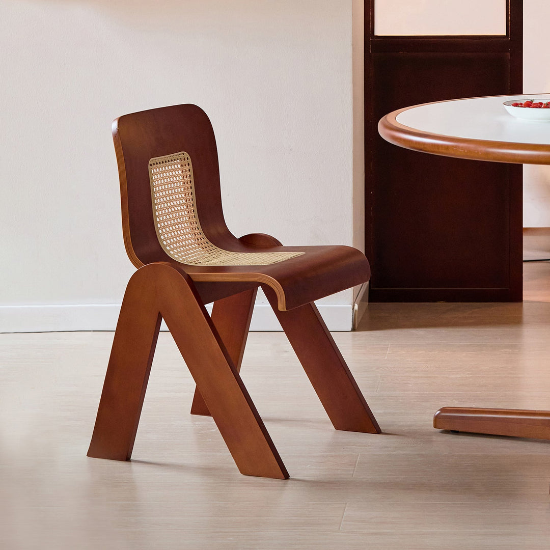 Vintage boxwood rattan dining chair fanko primary product view.