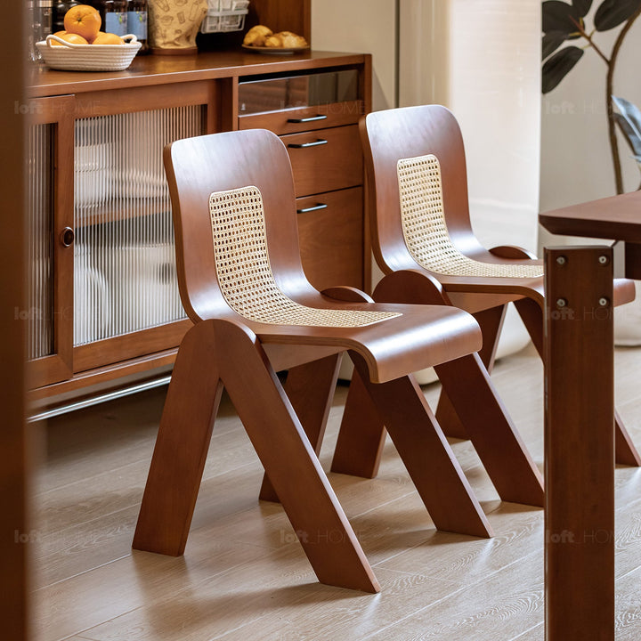 Vintage boxwood rattan dining chair fanko detail 13.