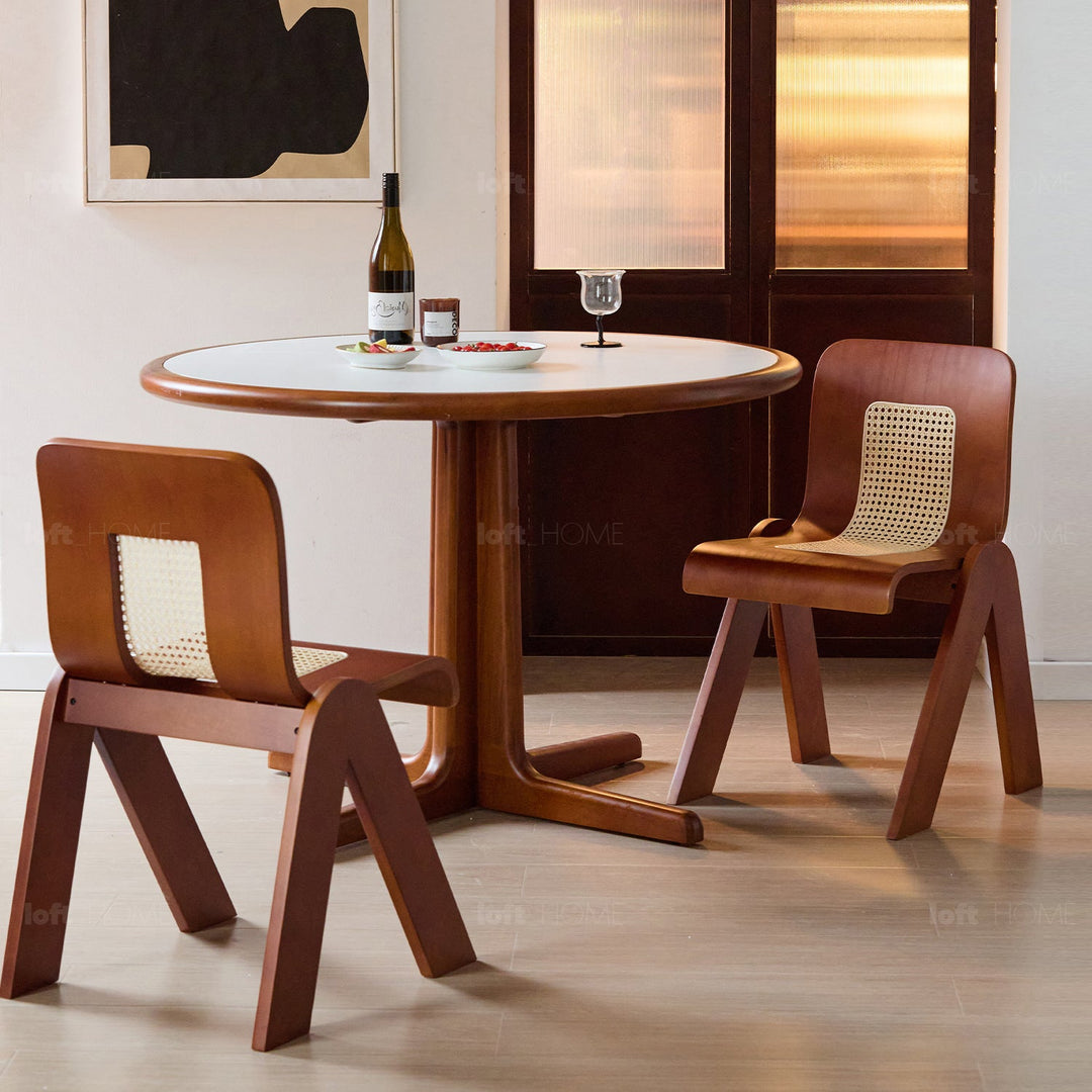 Vintage boxwood rattan dining chair fanko detail 14.